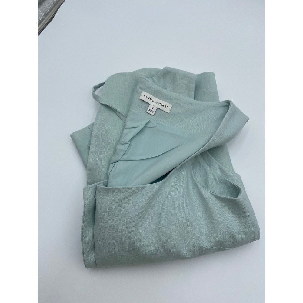 Vest Light Green Linen Square Neck Button Front 8 Coastal Grandmother Pastel